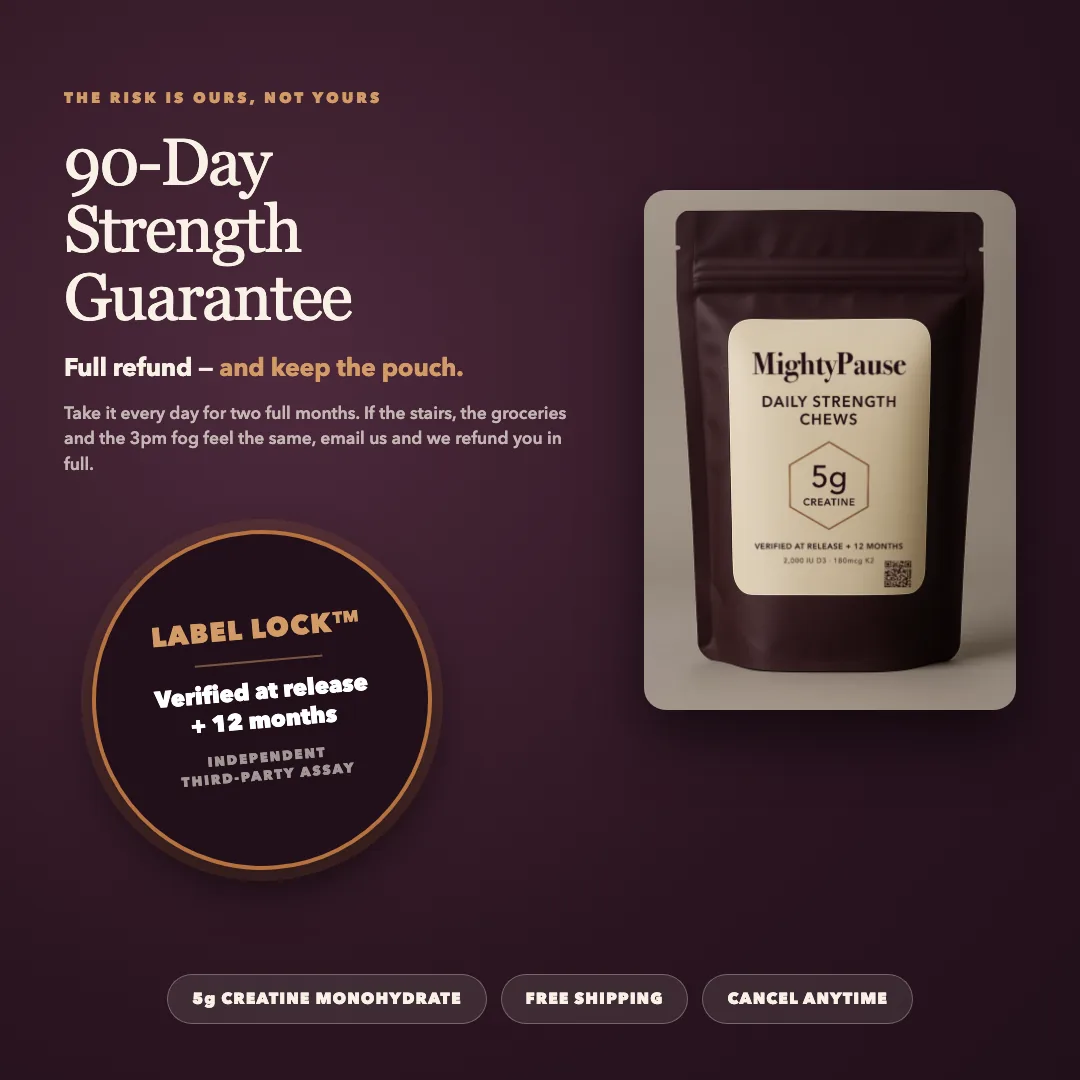 90-Day Strength Guarantee card with the LABEL LOCK seal