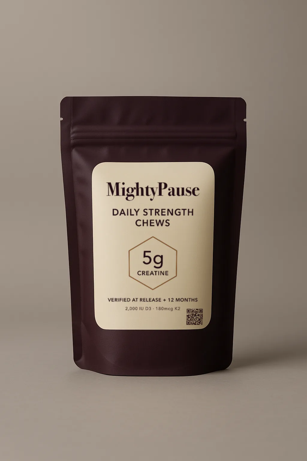 MightyPause Daily Strength Chews pouch — 90 chews, 30 servings at a full 5g